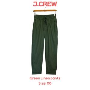 J. Crew Dark Green Linen Joggers